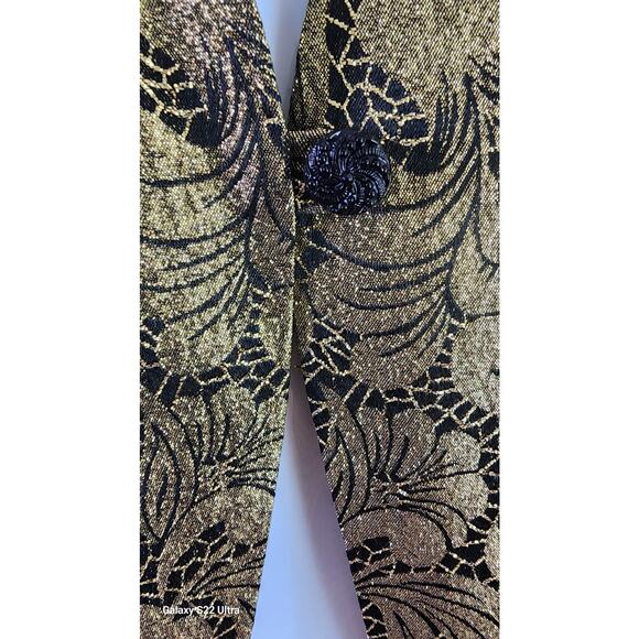 Vtg Lana Lee 90's Boho Retro Gold & Black Brocade Sleeveless Vest Women's Size 8 - Picture 8 of 9
